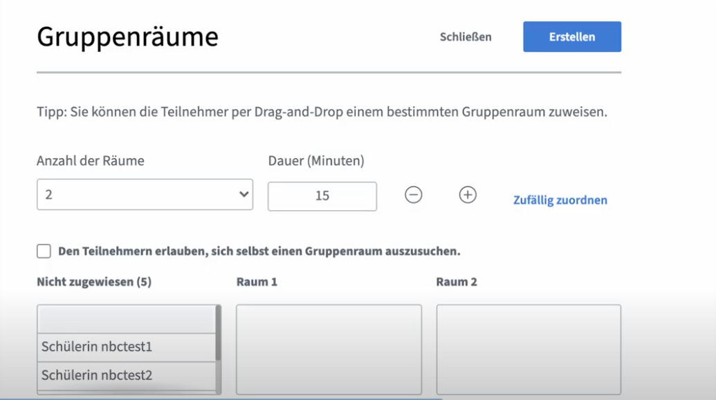 Update: Gruppenräume in BigBlueButton erstellen