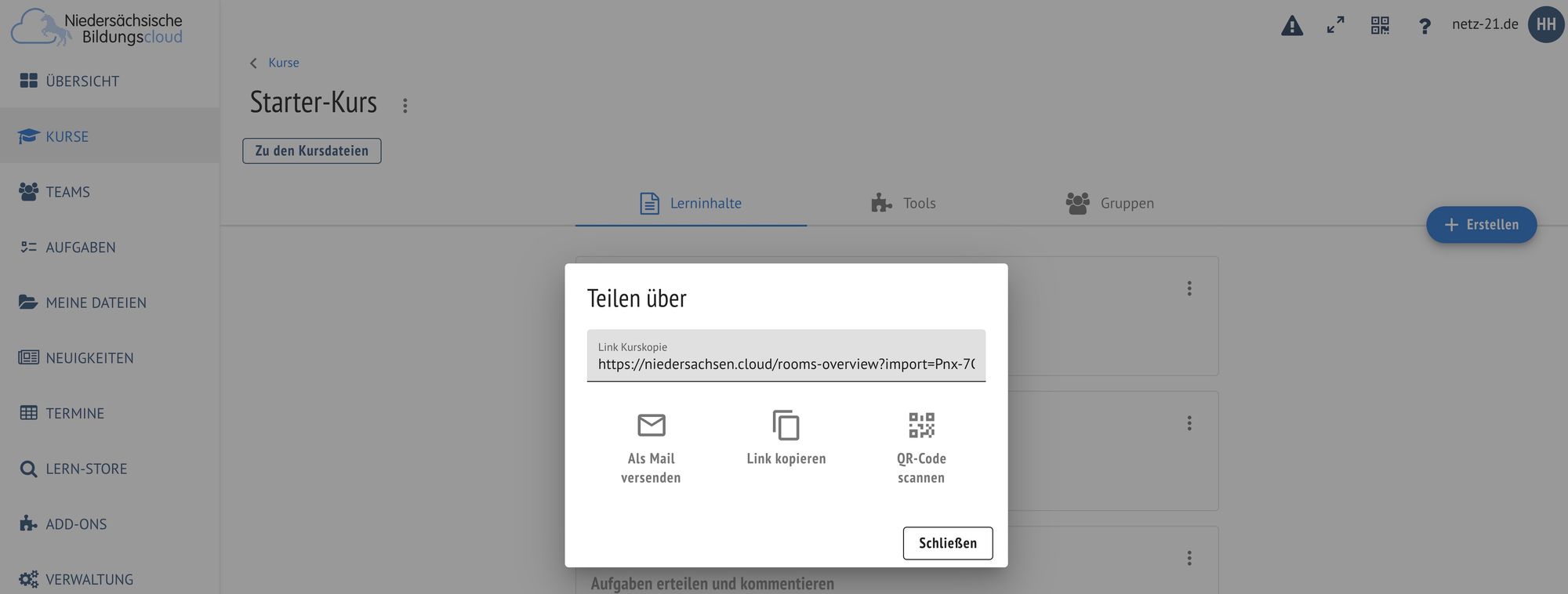 Kurse teilen unter Lehrkräften