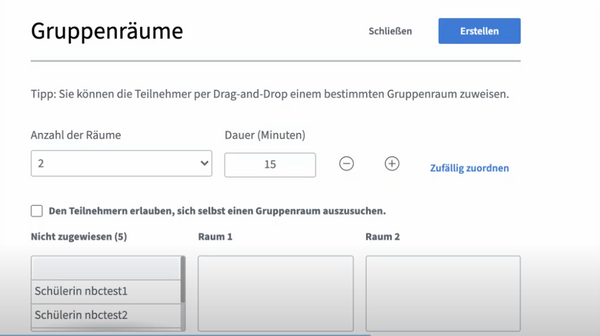 Update: Gruppenräume in BigBlueButton erstellen